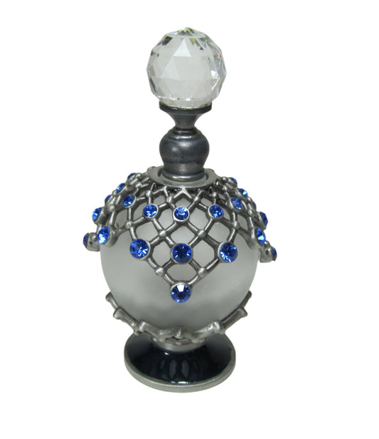 Antique Perfume Bottle With Crystal Rhinestone Screw Cap and Rod.