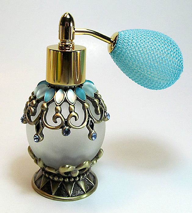 Antique Perfume Bottle With Turquoise Bulb Spray Mounting