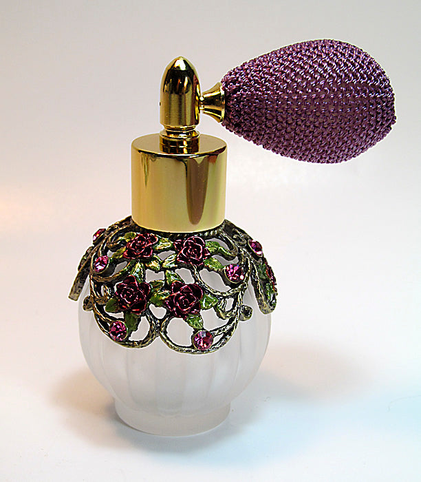 Antique Perfume Bottle With Purple (Lavender) Bulb Spray Mounting.