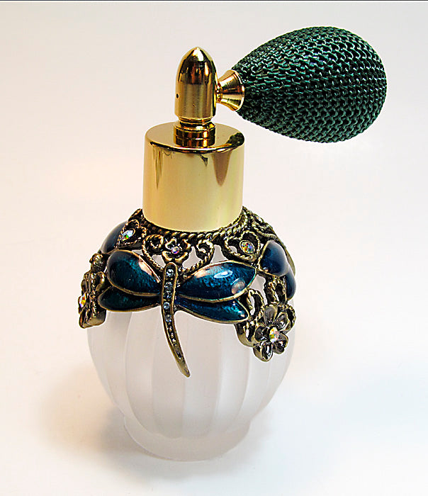 Antique Perfume Bottle With Green Bulb Spray Mounting