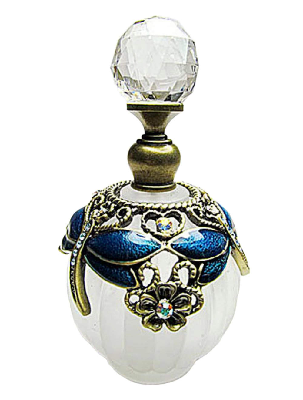 Antique Perfume Bottle With Crystal Screw Cap And Rod.