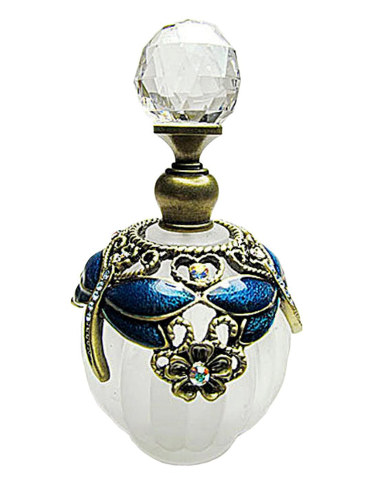 Antique Perfume Bottle With Crystal Screw Cap And Rod.