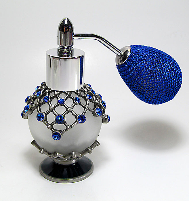 Antique Perfume Bottle With Blue Bulb Spray Mounting.
