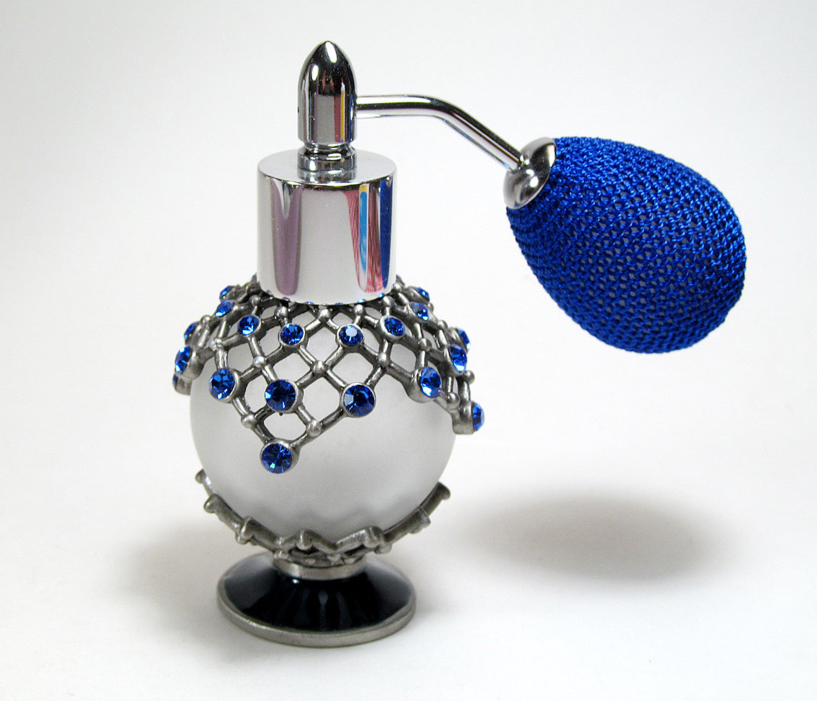 Antique Perfume Bottle With Blue Bulb Spray Mounting.
