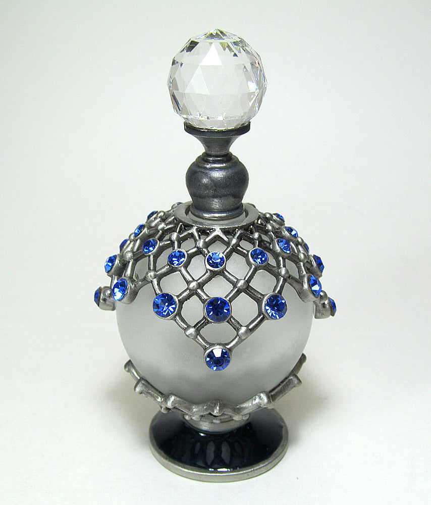 Antique Perfume Bottle With Crystal Rhinestone Screw Cap and Rod.
