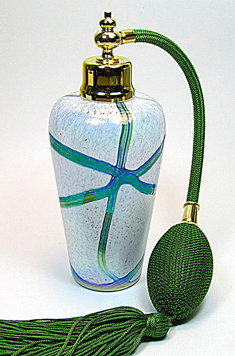 Art hand made perfume atomizer bottle with green bulb spray mounting
