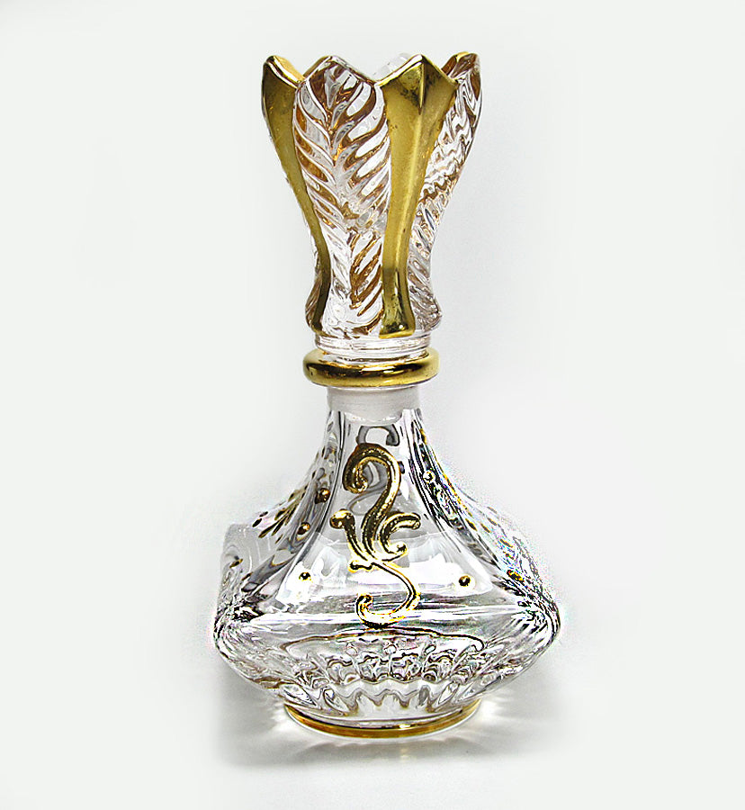 Murano Art Glass Perfume Bottle With Crown-Shape Stopper