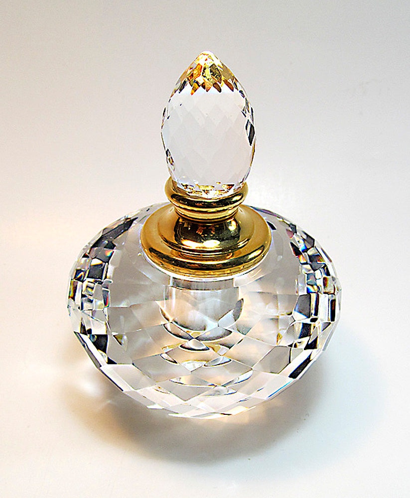 Genuine Lead Cystal Perfume Bottle With Crystal Stopper And Glass Rod.