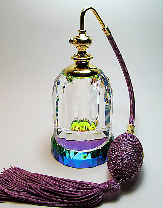 Refillable Empty Genuine Lead Crystal Perfume Bottle With Bulb And Tassel Spray Mounting.