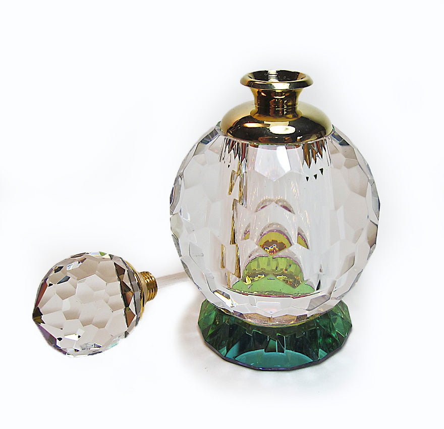 Genuine Lead Crystal Perfume Bottle In Iridescent Effective With Crystal Stopper and Glass Rod.