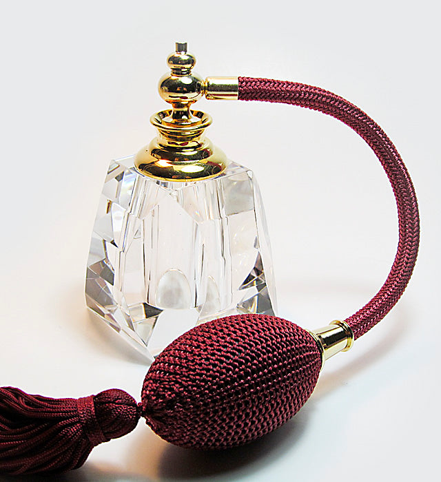 Vintage Lead Crystal Perfume Bottle With Bulb And Tassel Spray Mounting.