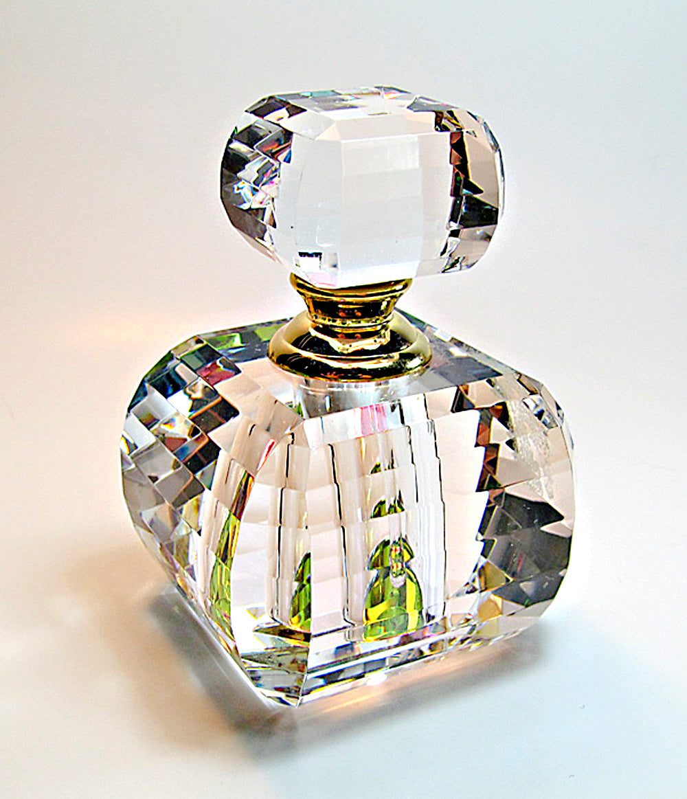 Genuine Lead Crystal Perfume Bottle With Crystal Stopper And Glass Rod.