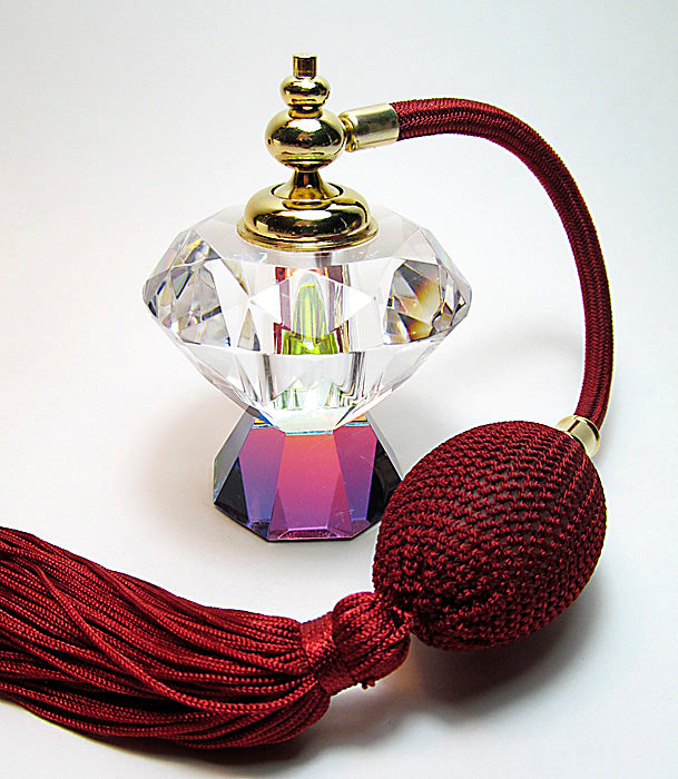 Genuine Lead Crystal Perfume Bottle With Bulb Sprayer.