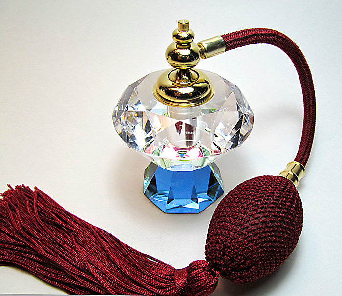 Genuine Lead Crystal Perfume Bottle With Bulb Sprayer.