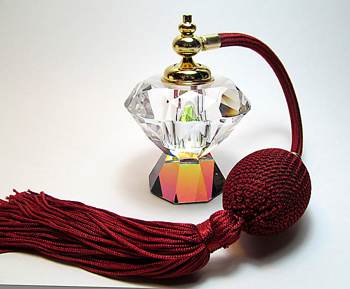 Genuine Lead Crystal Perfume Bottle With Bulb Sprayer.