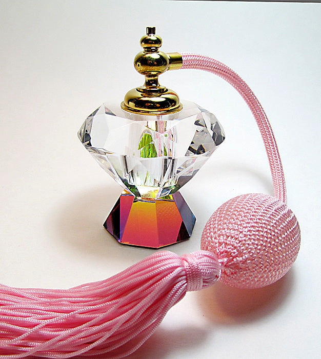 Genuine Lead Crystal Perfume Bottle With Bulb Sprayer.