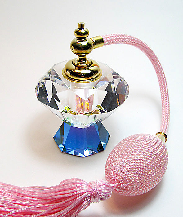 Genuine Lead Crystal Perfume Bottle With Bulb Sprayer.