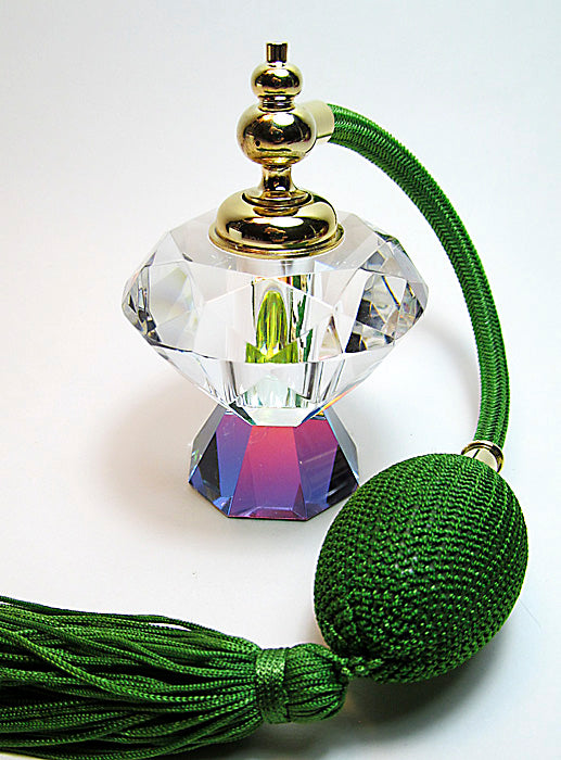 Genuine Lead Crystal Perfume Bottle With Bulb Sprayer.