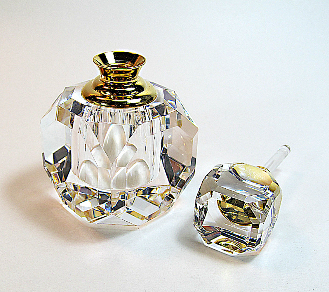 Genuine Lead Crystal Perfume Bottle With Crystal Stopper and Glass Rod.