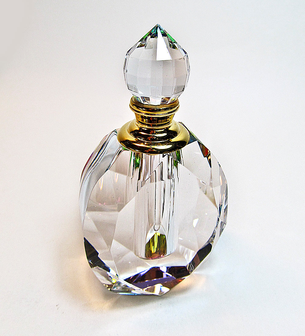 Genuine Lead Crystal Perfume Bottle With Crystal Stopper and Glass Rod.