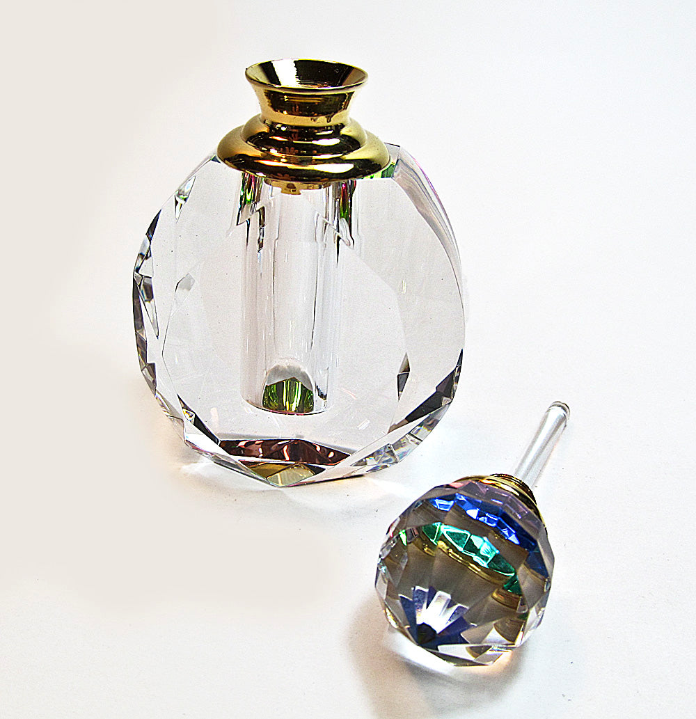 Genuine Lead Crystal Perfume Bottle With Crystal Stopper and Glass Rod.