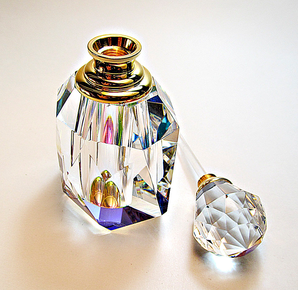Cystal Perfume Bottle With Crystal Stopper And Glass Rod.