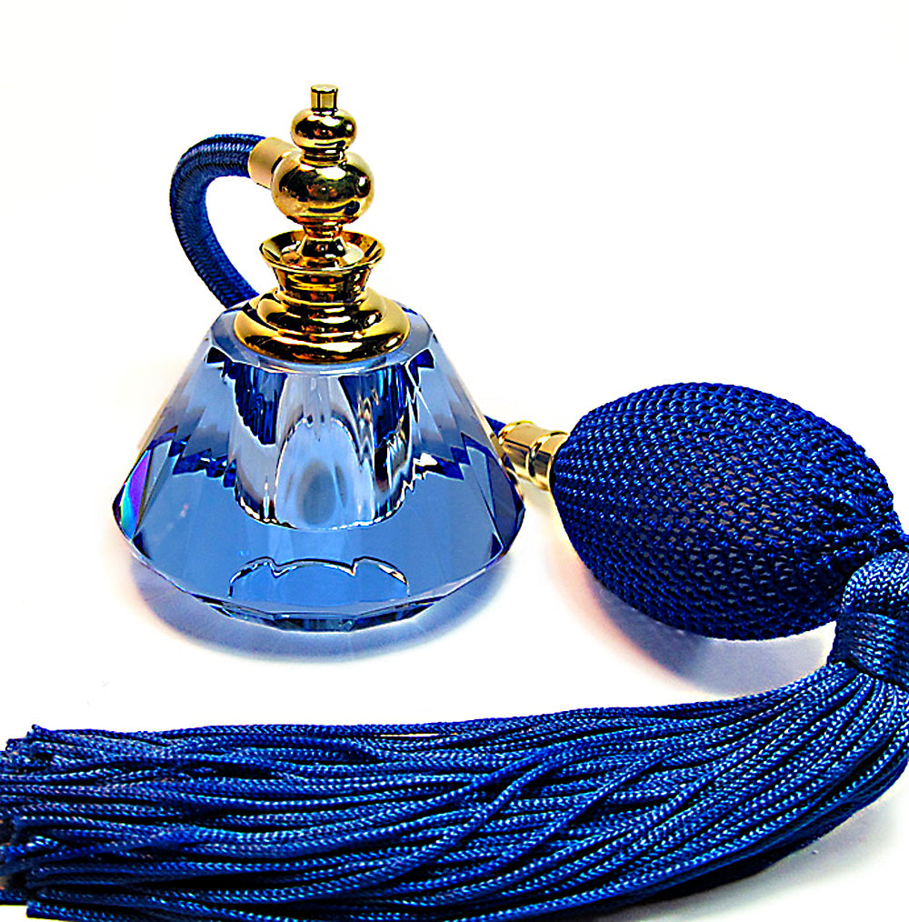 blue glass perfume bottle