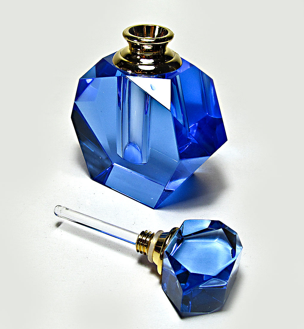 Genuine Lead Crystal Perfume Bottle With Crystal Stopper and Glass Rod.