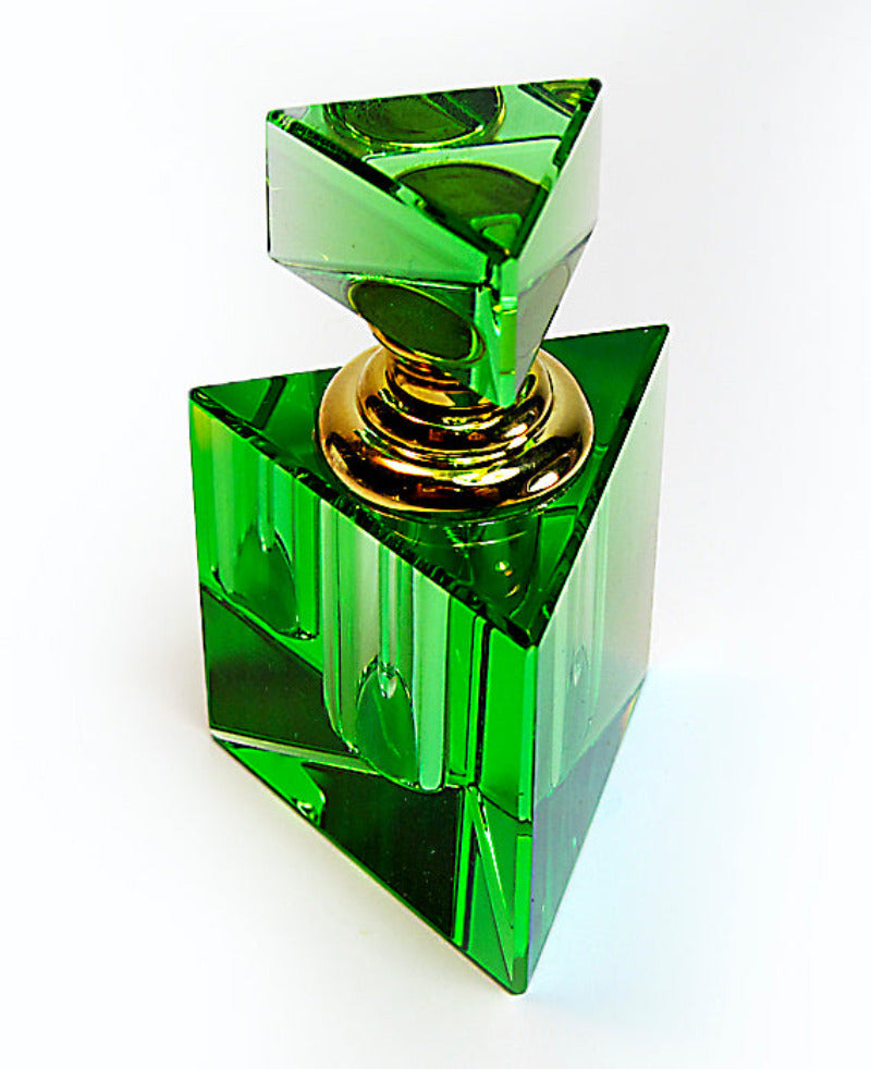 Green crystal perfume bottle