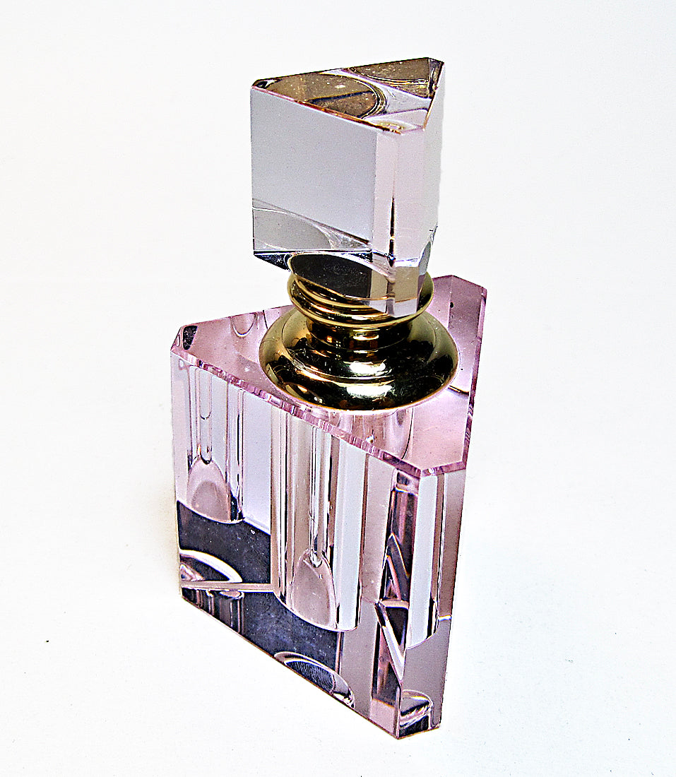 Pink Crystal Perfume Bottle With Crystal Stopper And Glass Rod for Perfume And Oil.