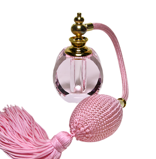 Pink Crystal Perfume Bottle With Pink Blue Spray mounting.
