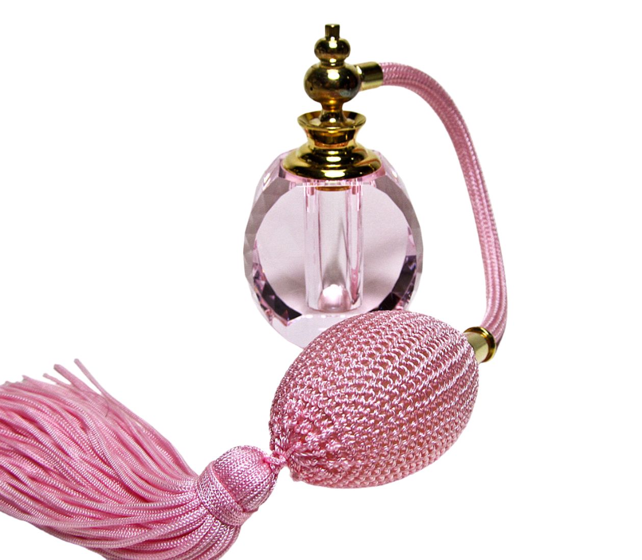 Pink Crystal Perfume Bottle With Pink Blue Spray mounting.