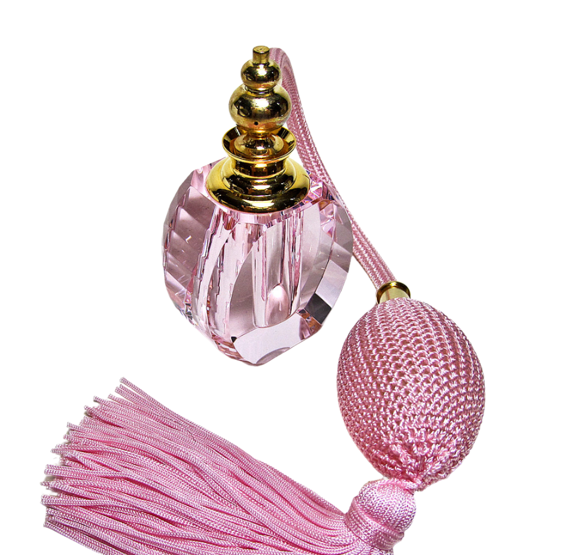 Pink Crystal Perfume Bottle With Pink Blue Spray mounting.