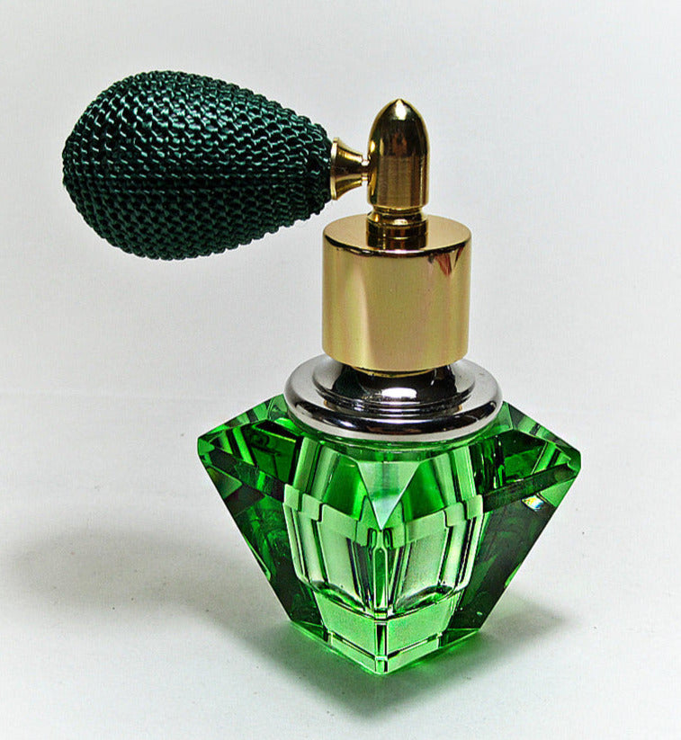 green crystal perfume bottle