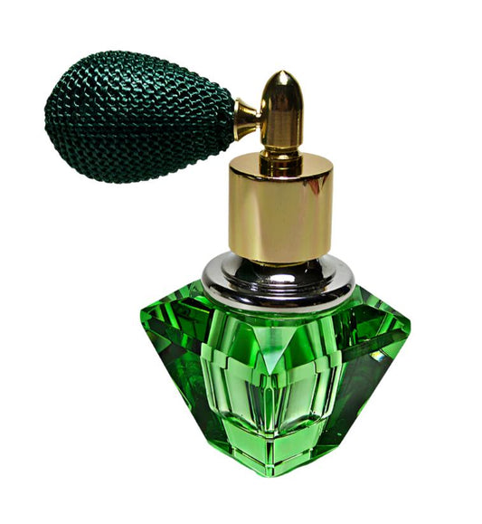 green crystal perfume bottle