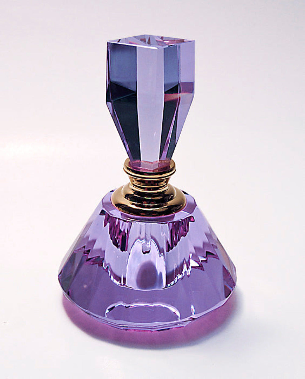 Genuine Purple Crystal Perfume Bottle With Purple Crystal Stopper And Glass Rod.