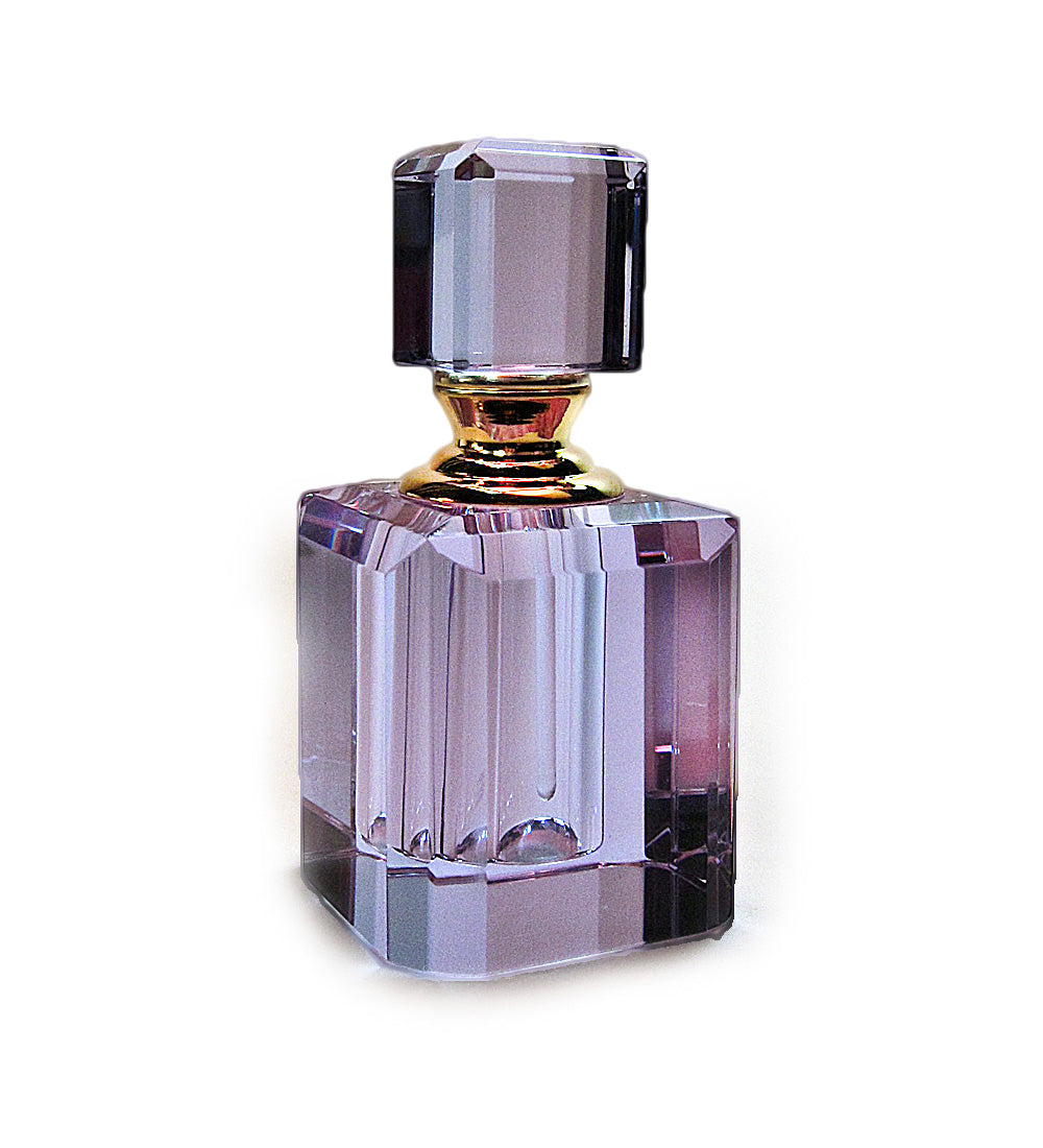 Purple Crystal Perfume Bottle With Stopper And Crystal Rod.
