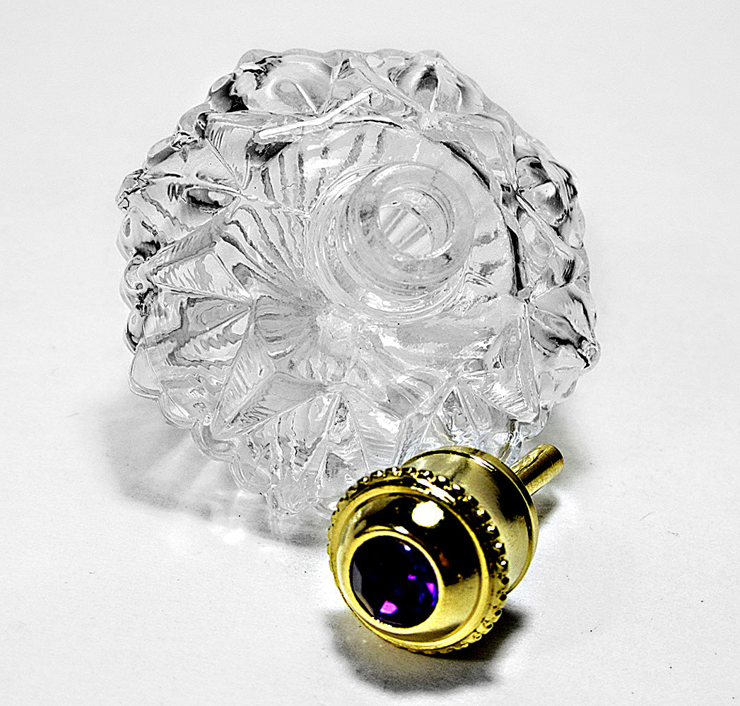 Fancy Diamond Shape Glass Perfume Bottle With Purple Colour Rhinestone Cap and Rod.