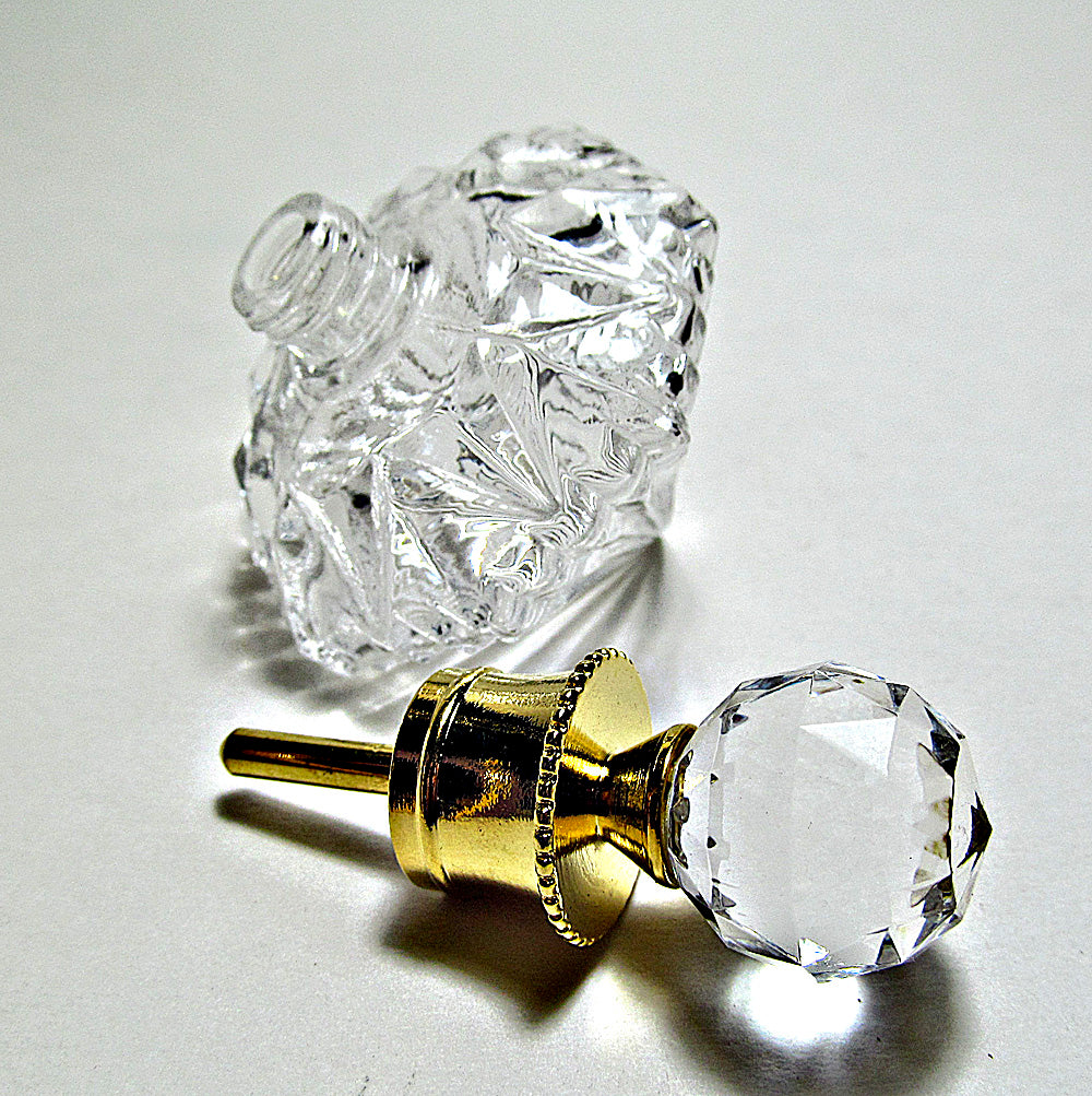 Fancy Diamond Shape Glass Perfume Bottle With Crystal Stone Cap and Rod.