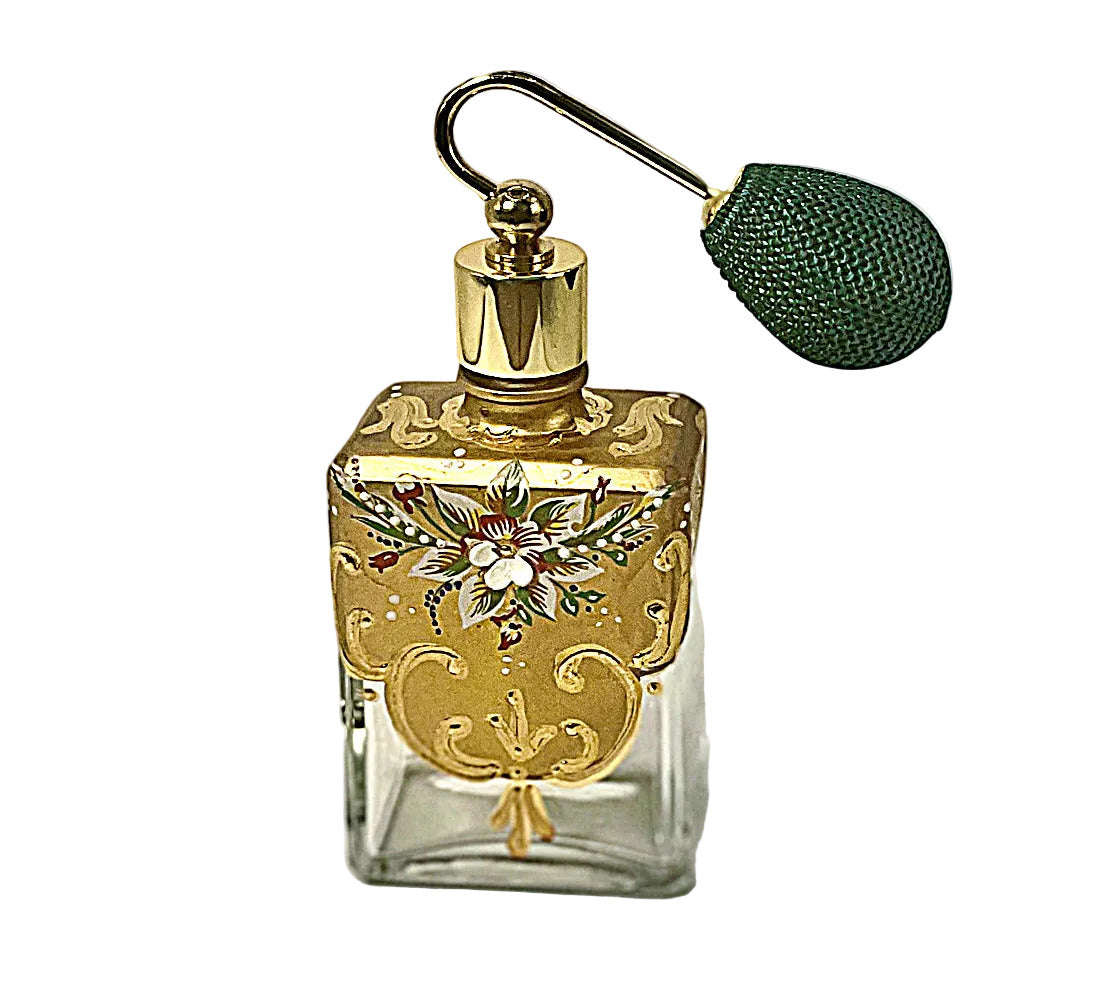 Murano Art Glass Perfume Bottle With Gold Bulb Spray Mounting