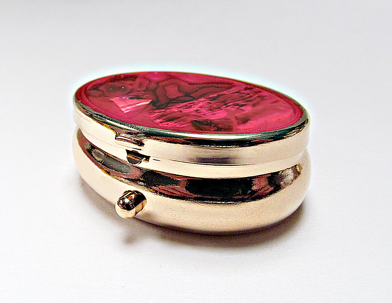 Compact Pill Box Made With Mother Pearl Shell For Pills And Small Jewelry.