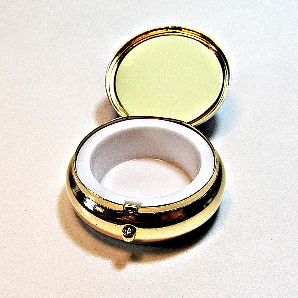 Compact Pill Box Made With Mother Pearl Shell For Pills And Small Jewelry.