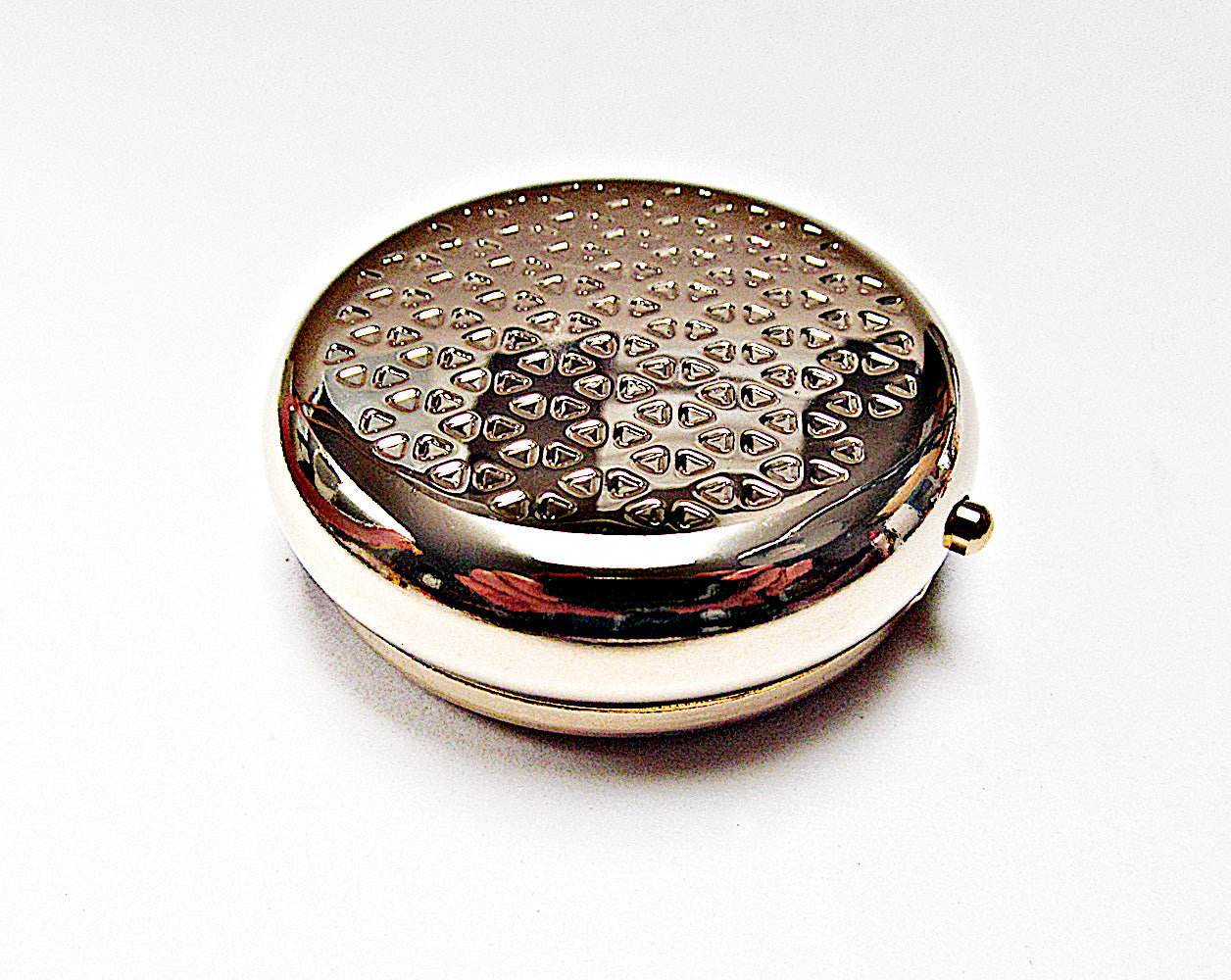 Compact Pill Box Made With Mother Pearl Shell For Pills And Small Jewelry.