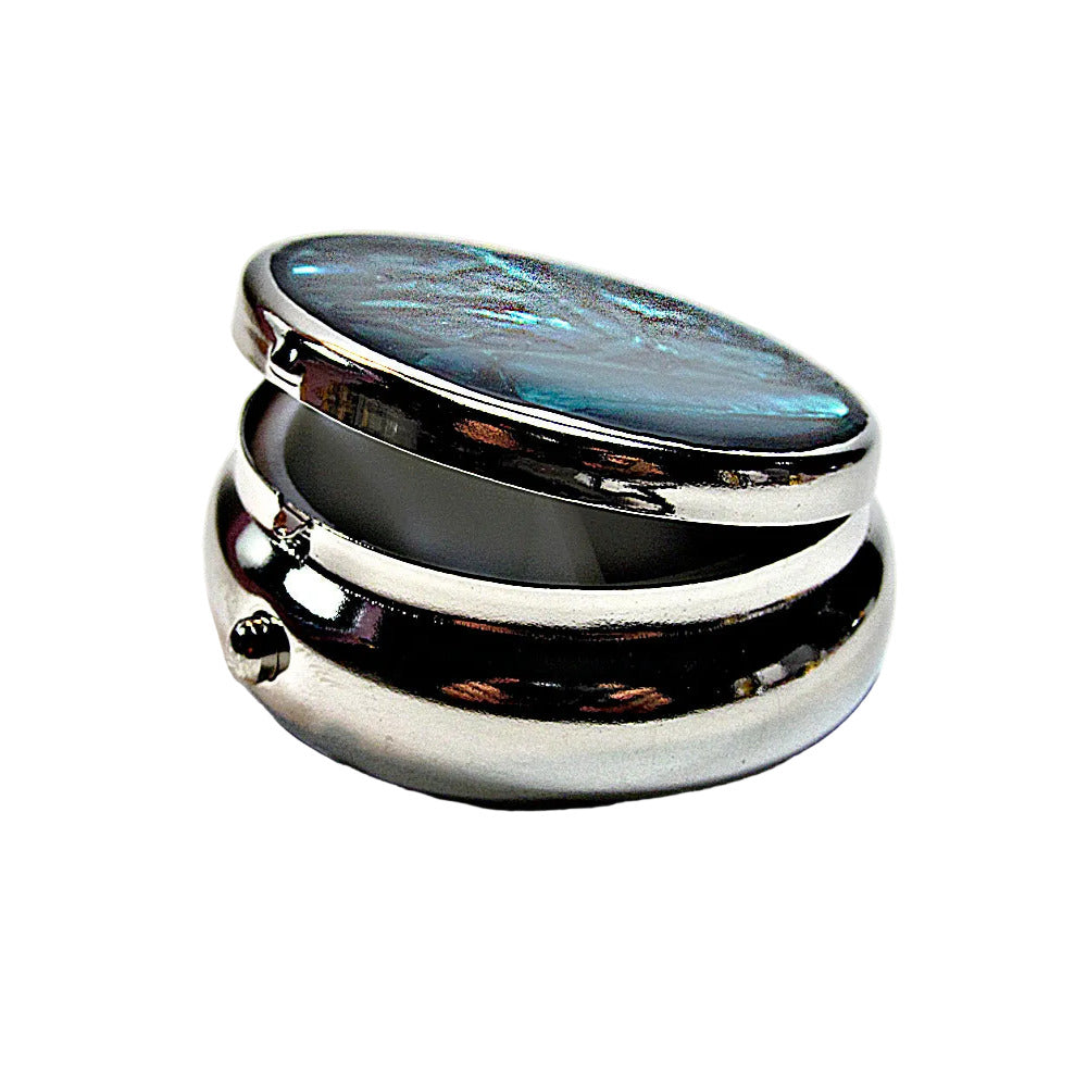 Compact Pill Box Made With Mother Pearl Shell For Pills And Small Jewelry.