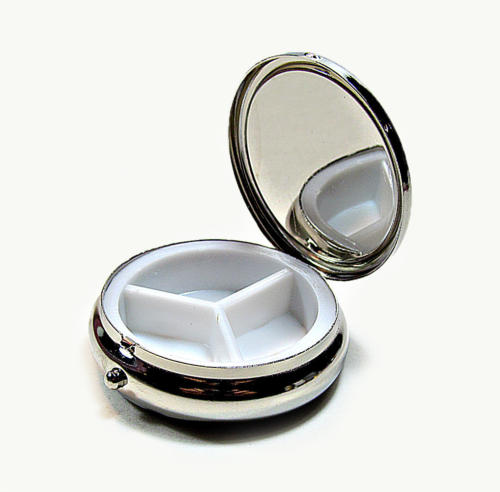 Compact Pill Box Made With Mother Pearl Shell For Pills And Small Jewelry.