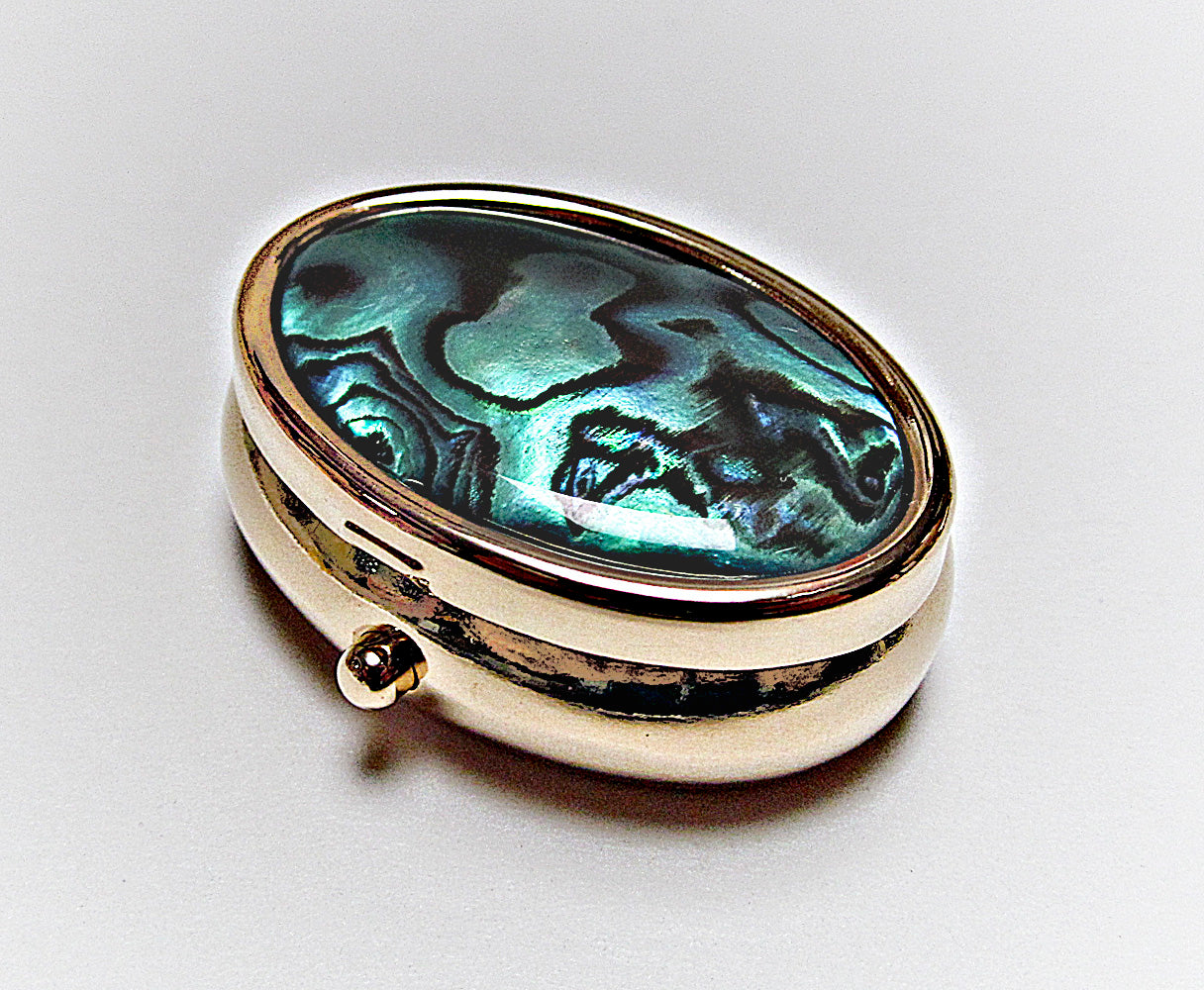 Compact Pill Box Made With Mother Pearl Shell For Pills And Small Jewe ...