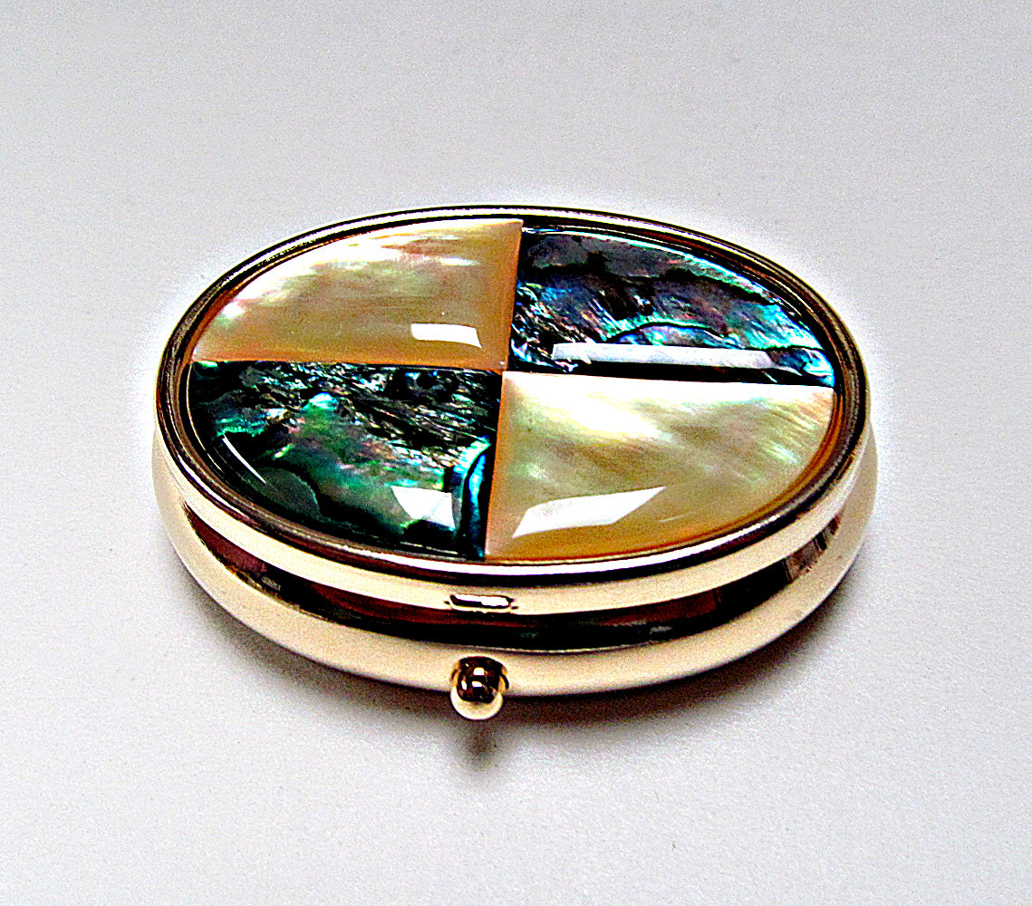 Compact Pill Box Made With Mother Pearl Shell For Pills And Small Jewe ...