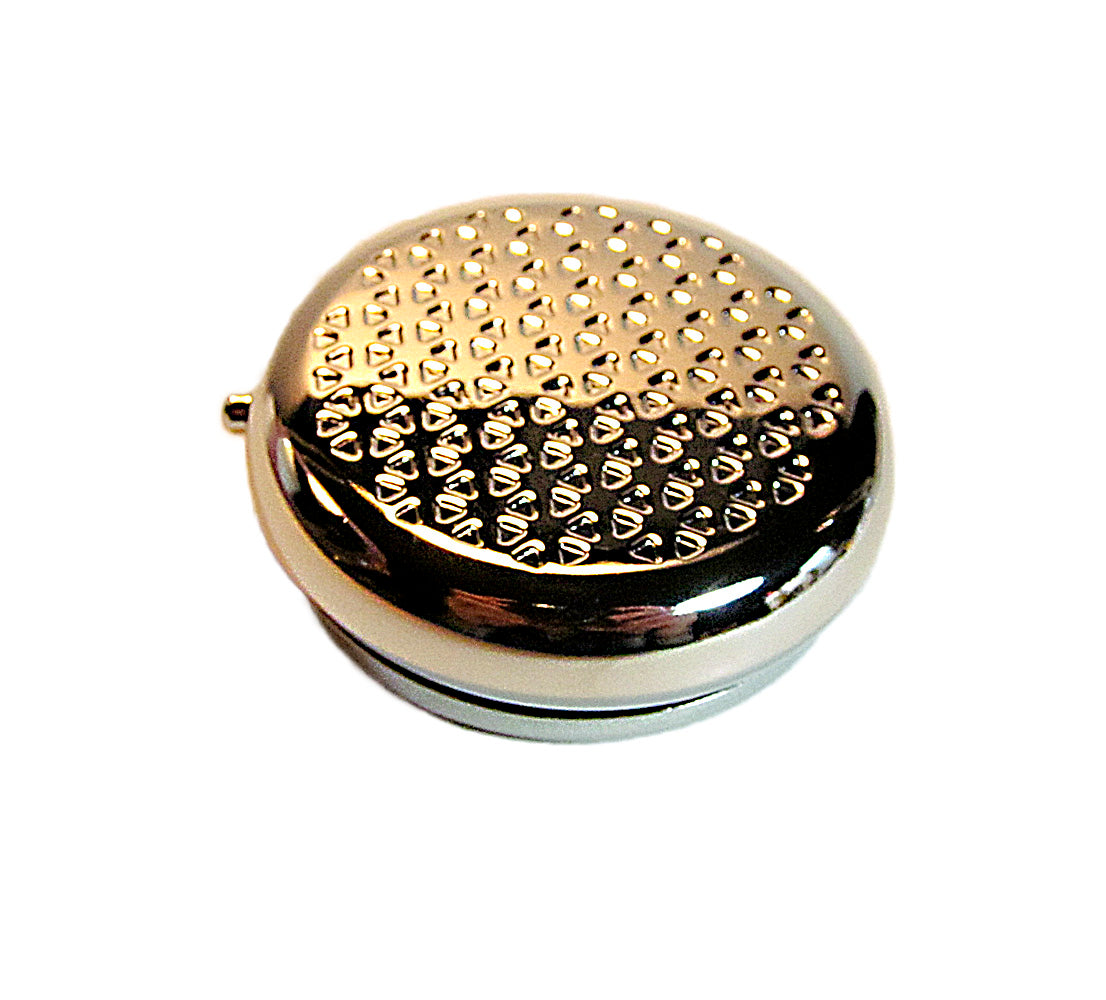 Compact Pill Box Made With Mother Pearl Shell For Pills And Small Jewelry.