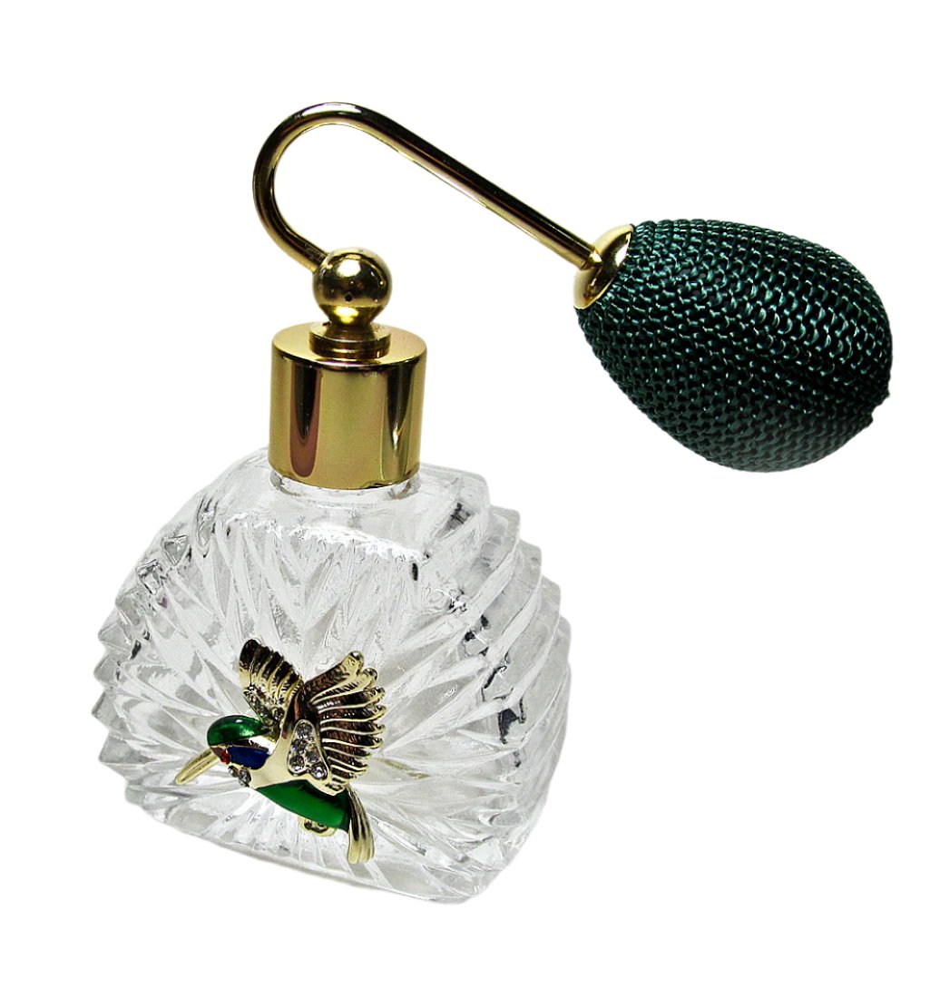 Unique Vintage Perfume Spray Bottle With Green Bulb Spray Attachment unique-vintage-perfume-spray-bottle-with-green-bulb-spray-attachment